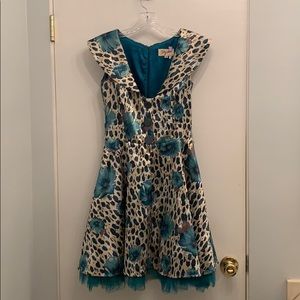 Tatyana pinup rockabilly green gold leopard dress